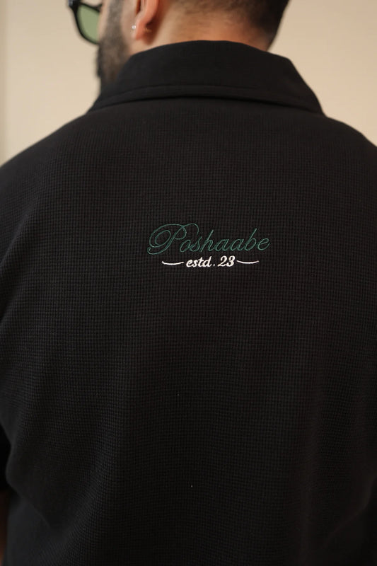 Black Noir Zip Polo