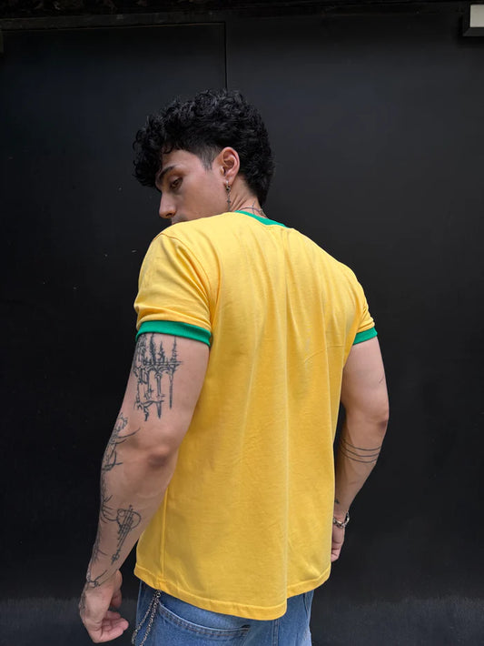 BRASIL CROPPED RINGER TEE