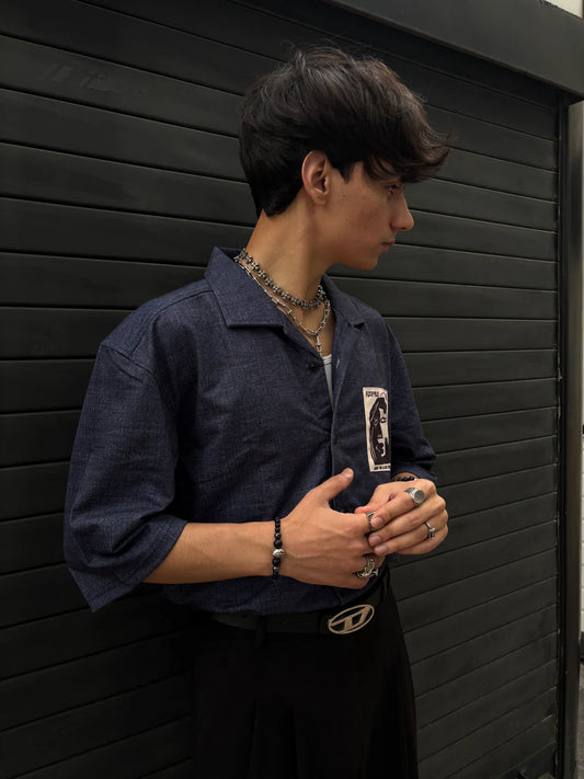 Vintage Blue Boxy Fit Denim Shirt
