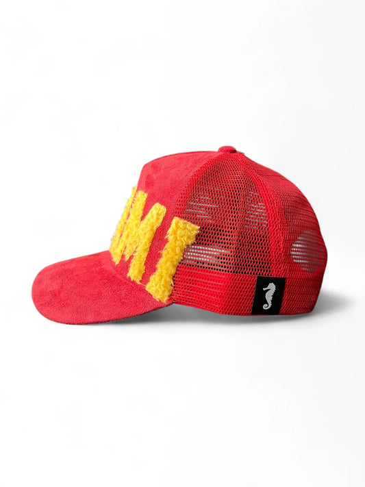 MIAMI - Red Suade Trucker Cap