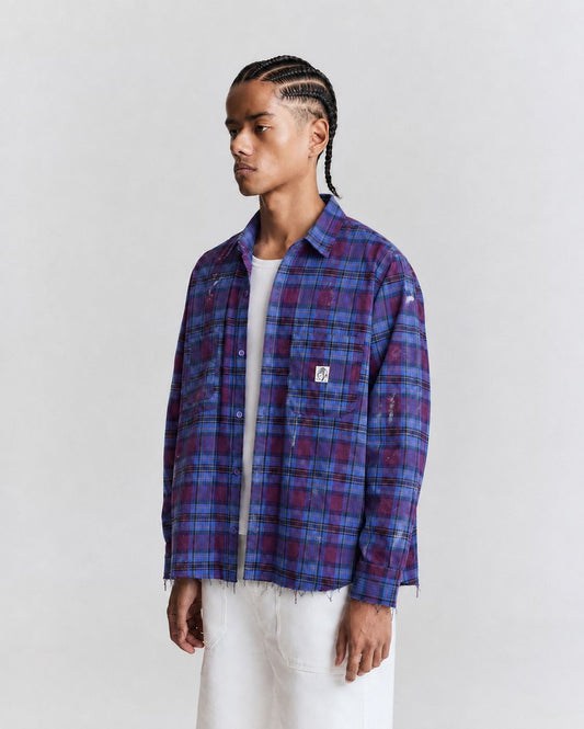 Raw hem plaid flannel Shirt