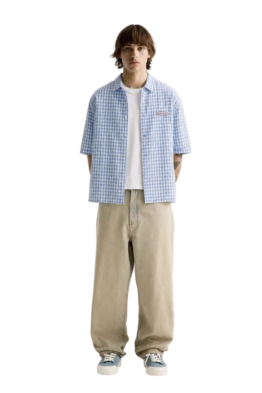 Embroidery blue checked Shirt