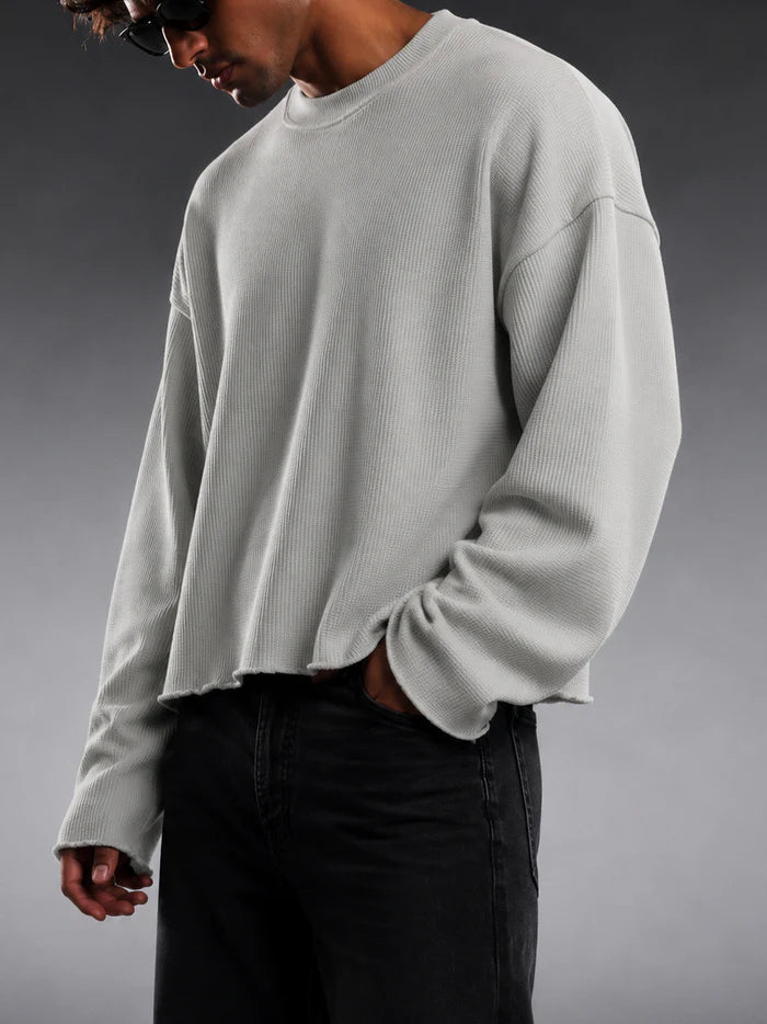 GLACIER GREY ESSENTIAL WAFFLE TEE