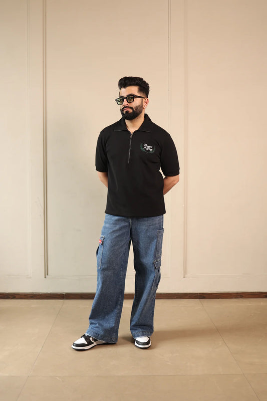 Black Noir Zip Polo