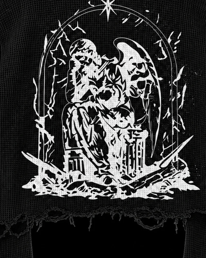 CELESTIAL GUARDIAN WAFFLE TEE (Black)