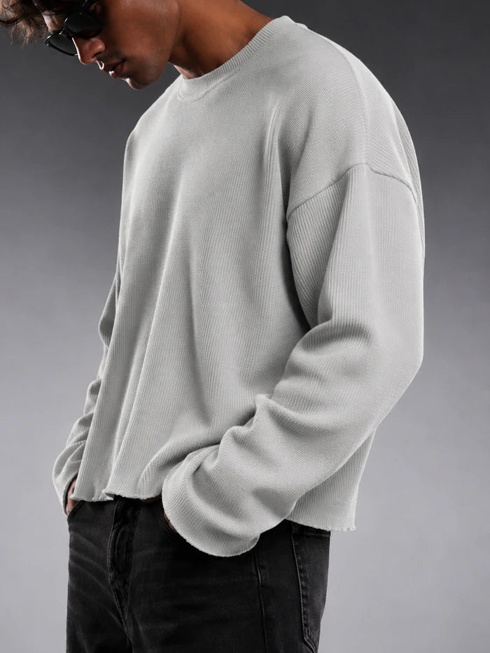 GLACIER GREY ESSENTIAL WAFFLE TEE