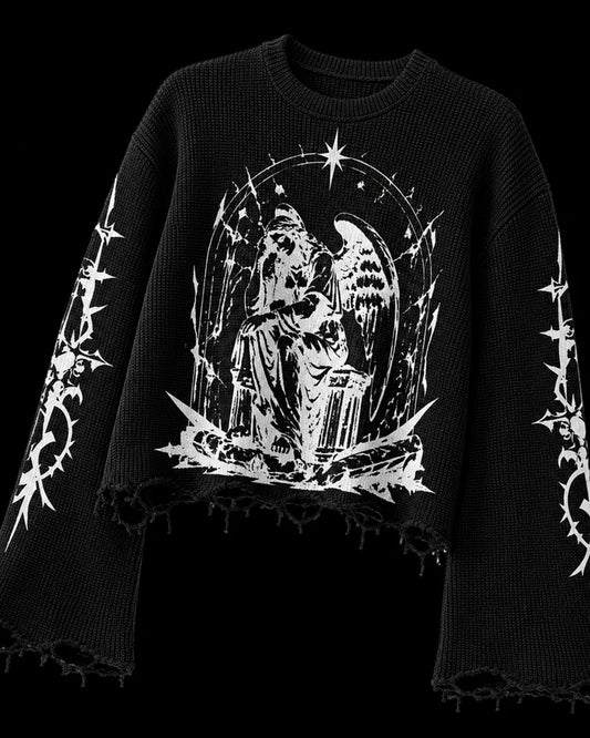 CELESTIAL GUARDIAN WAFFLE TEE (Black)