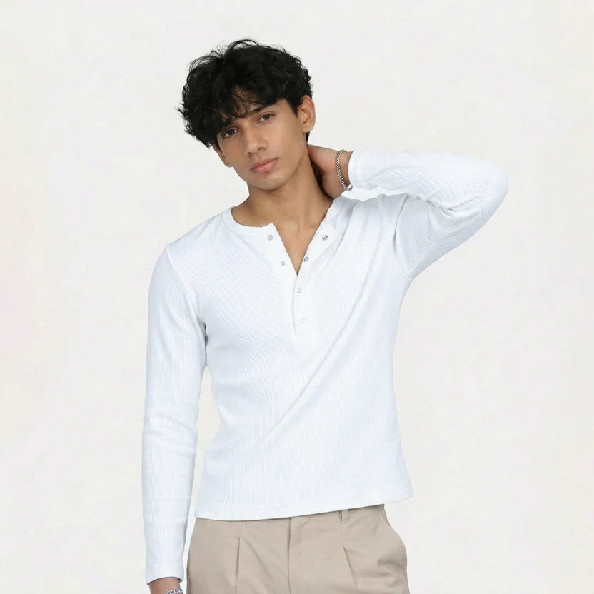 Core White Henley TEE