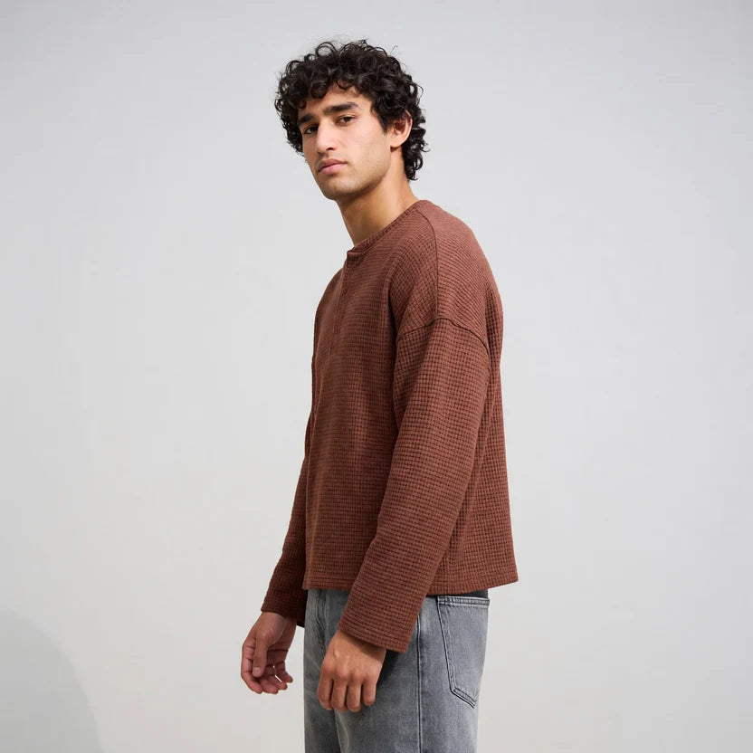 Coffee Waffle Henley TEE