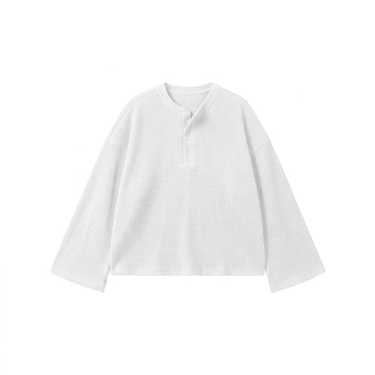 White Waffle Henley TEE