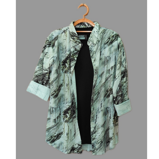 Stylish Abstract Printed Shacket - Green
