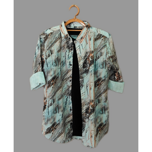 Stylish Abstract Printed Shacket - Orange