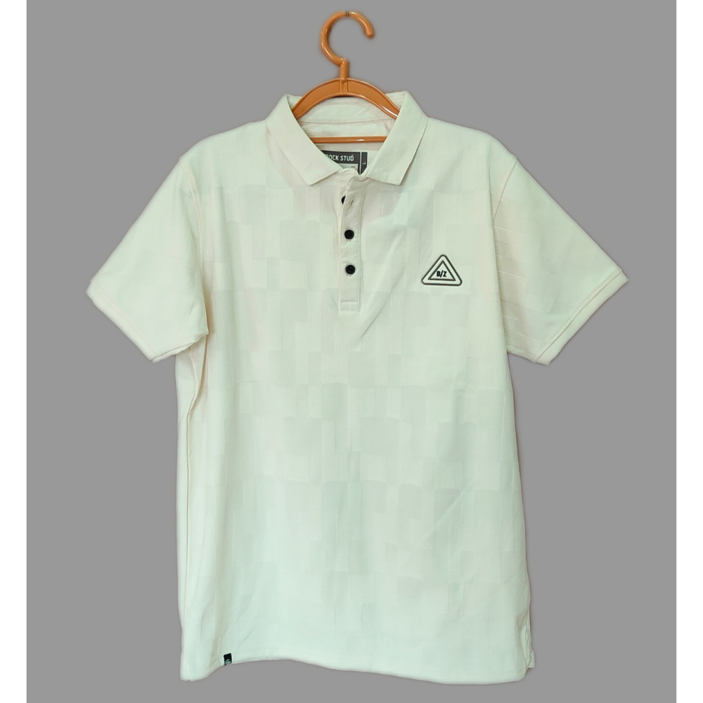 ROCK STUD Elegant Off-White Polo T-Shirt