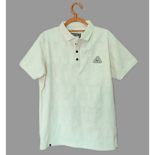 ROCK STUD Elegant Off-White Polo T-Shirt