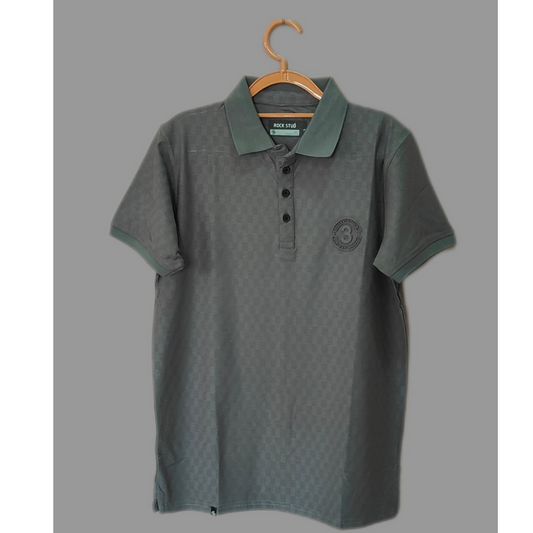 ROCK STUD Classic Textured Polo T-Shirt
