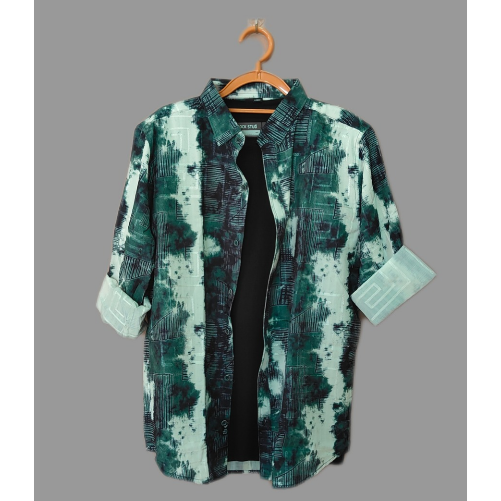 Green White Tie-Dye Shacket