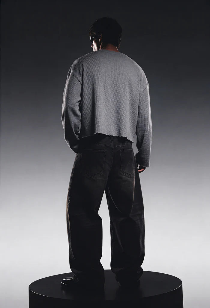 ASHFALL GREY ESSENTIAL WAFFLE TEE