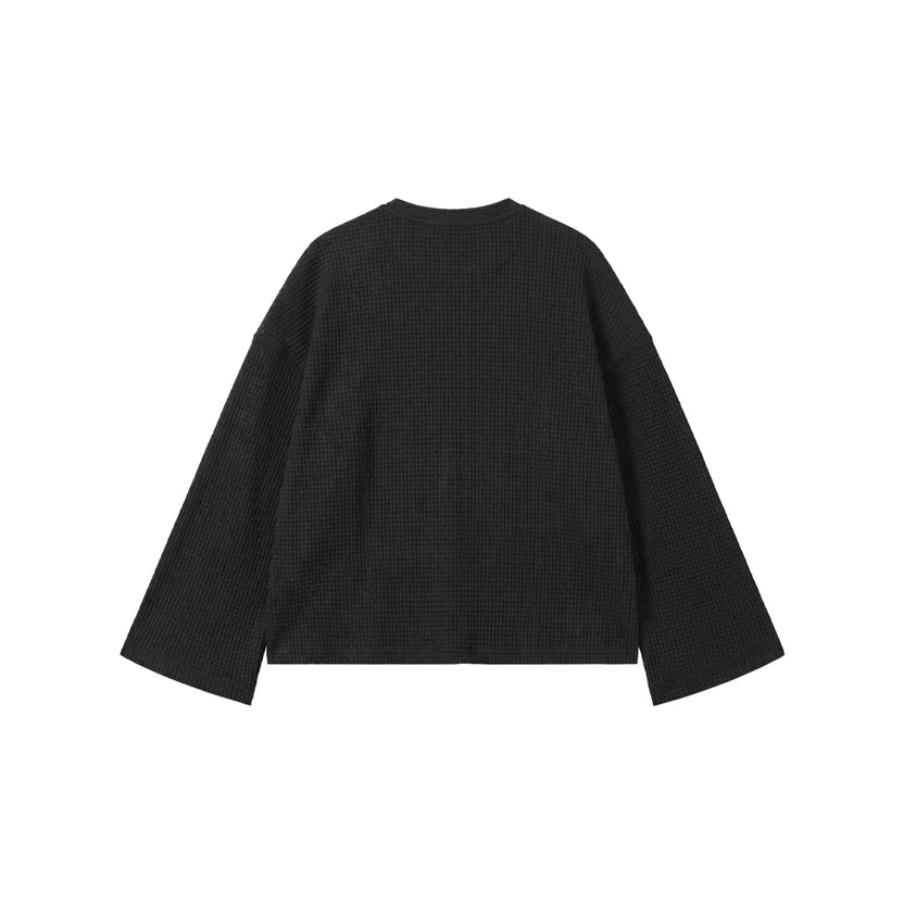 Black Waffle Henley TEE