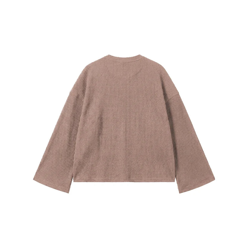 Beige Waffle Henley TEE