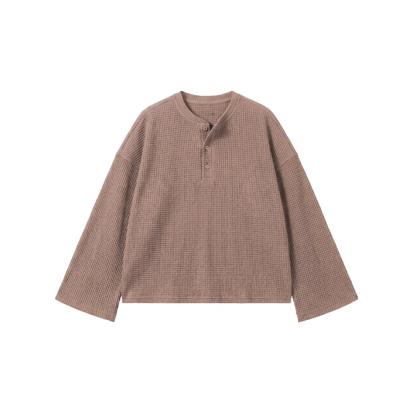 Beige Waffle Henley TEE