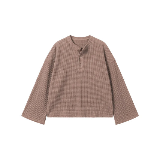 Beige Waffle Henley TEE