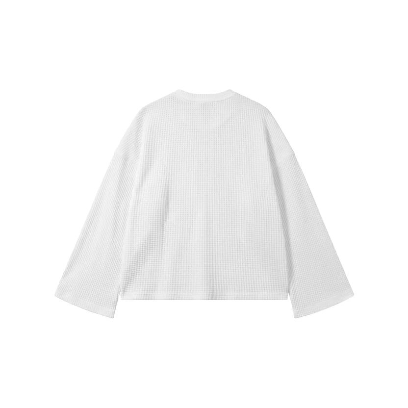 White Waffle Henley TEE