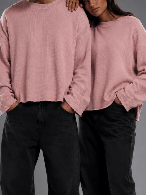 DUSTY ROSE ESSENTIAL WAFFLE TEE