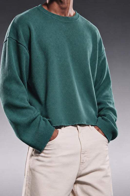 OCEAN TEAL ESSENTIAL WAFFLE TEE