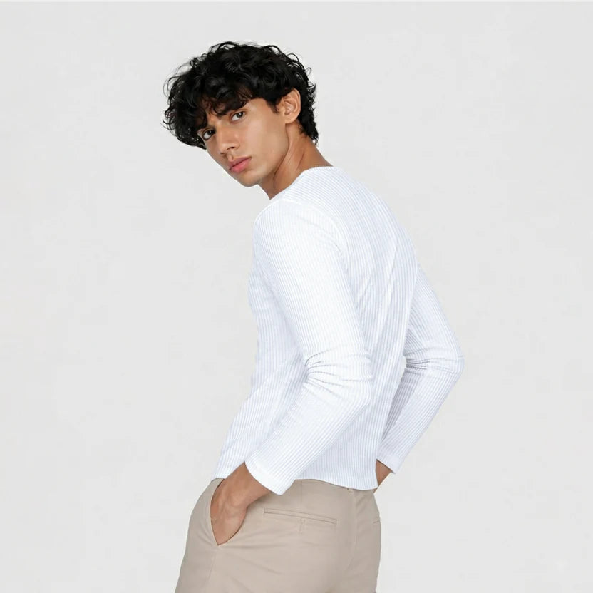 Core White Henley TEE