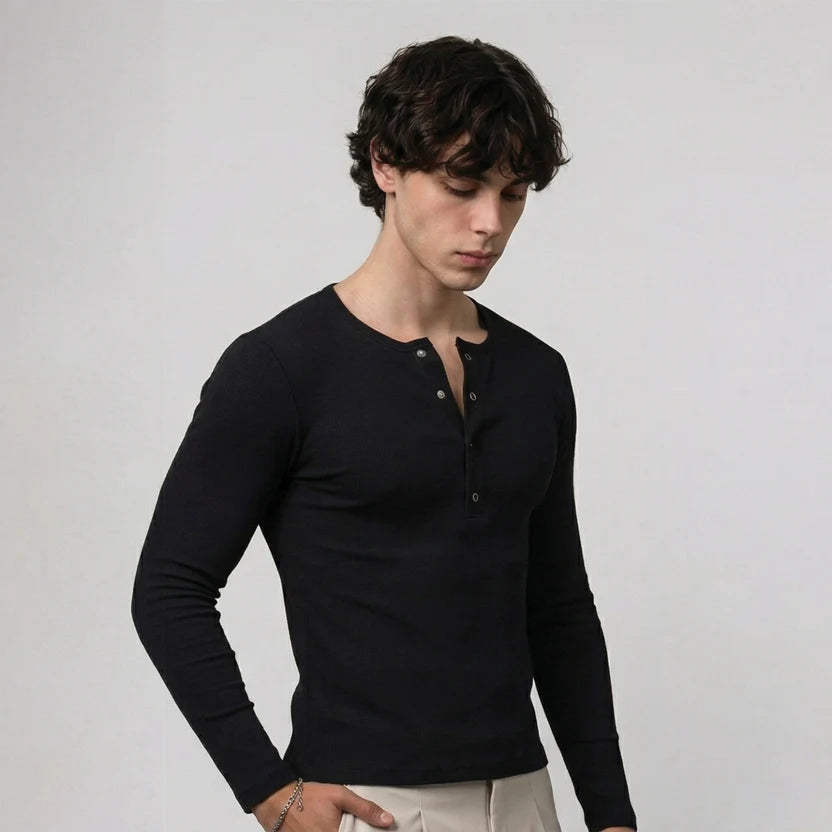 Core Black Henley TEE