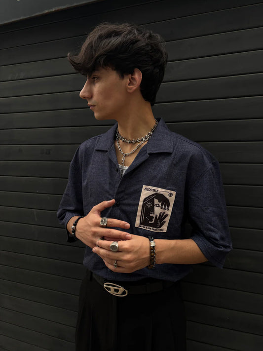 Vintage Blue Boxy Fit Denim Shirt