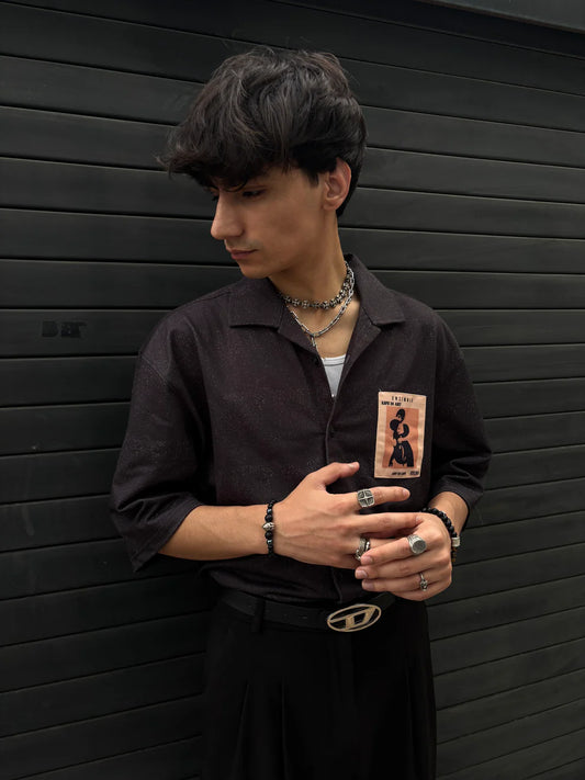 Vintage BLACK Boxy Fit Denim Shirt