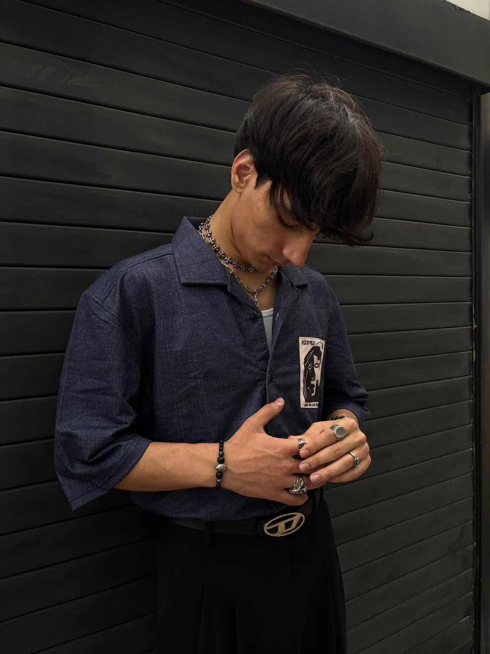 Vintage Blue Boxy Fit Denim Shirt