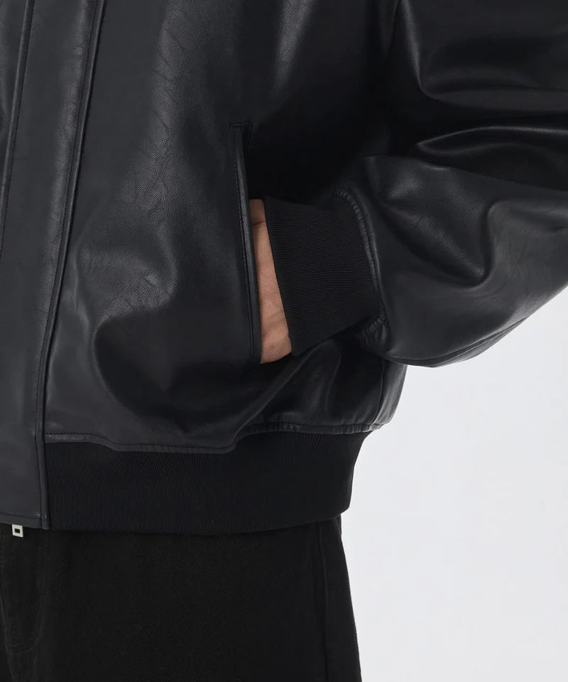 NOIR HOODED LEATHER Jacket
