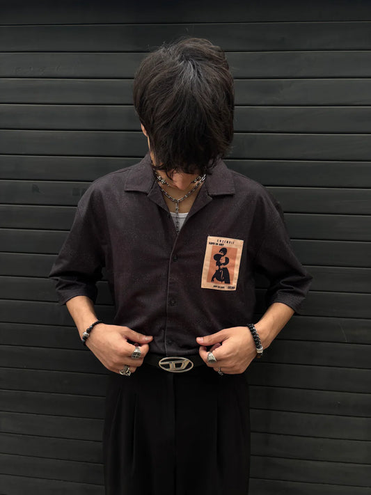 Vintage BLACK Boxy Fit Denim Shirt