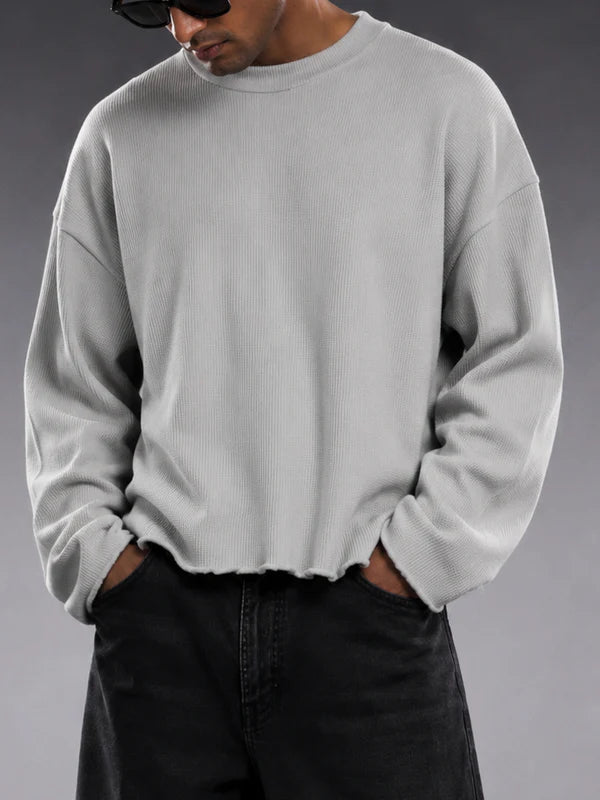GLACIER GREY ESSENTIAL WAFFLE TEE