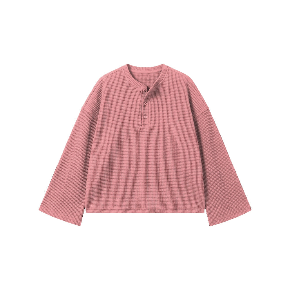 Pink Waffle Henley