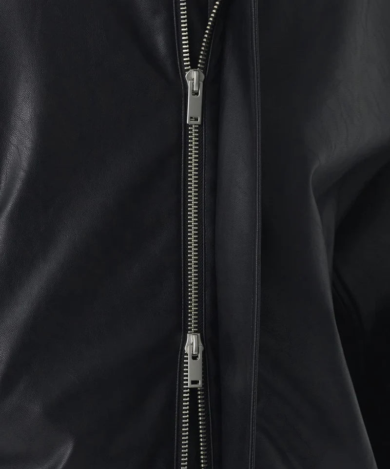 NOIR HOODED LEATHER Jacket