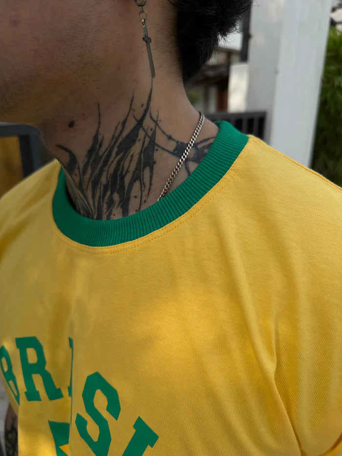 BRASIL CROPPED RINGER TEE