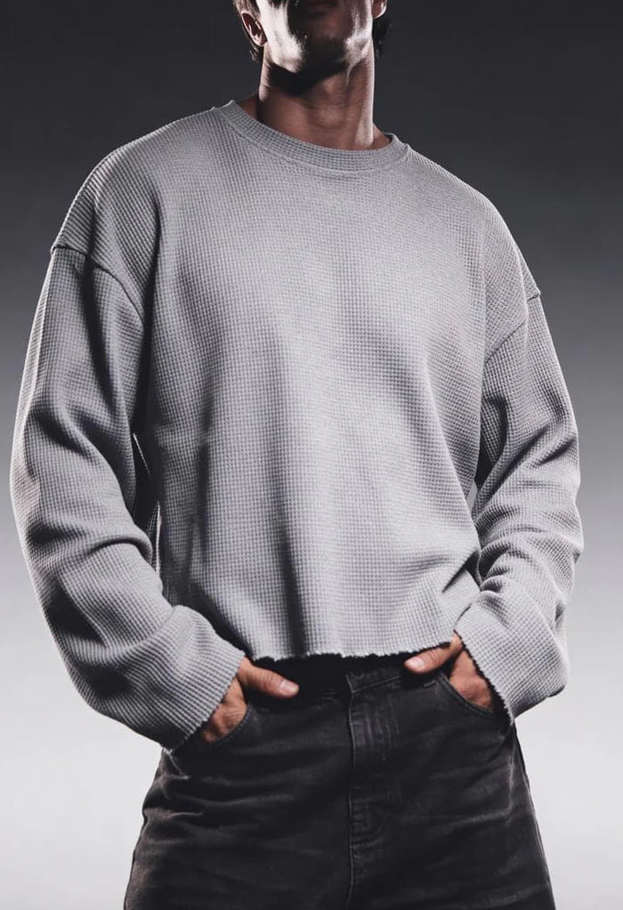 ASHFALL GREY ESSENTIAL WAFFLE TEE