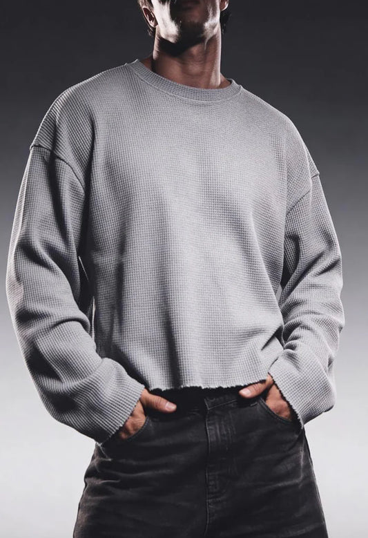 ASHFALL GREY ESSENTIAL WAFFLE TEE