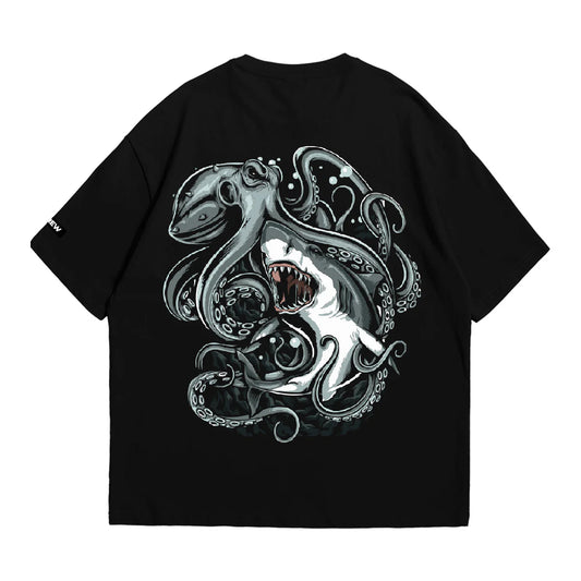 BLACK OCTOPUS X SHARK TEE