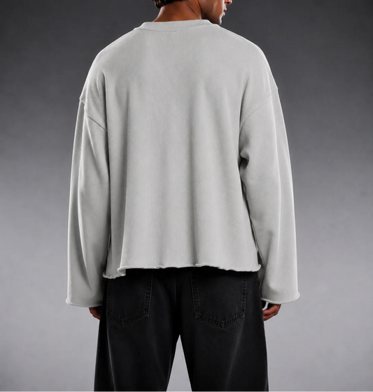 GLACIER GREY ESSENTIAL WAFFLE TEE