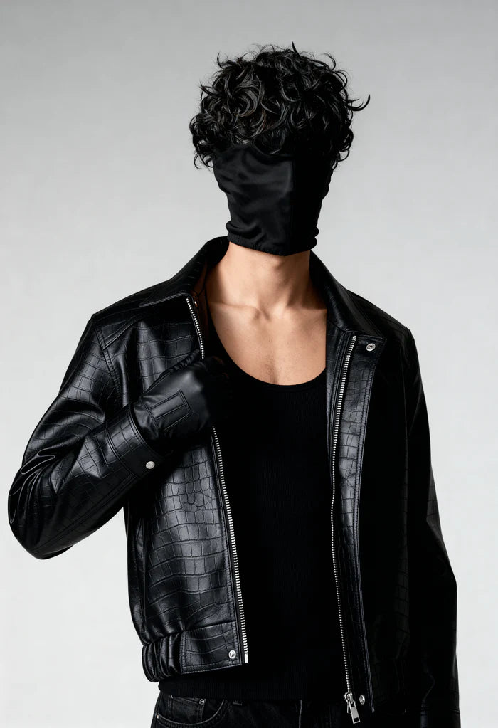 ONYX CROC LEATHER - BOMBER Jacket