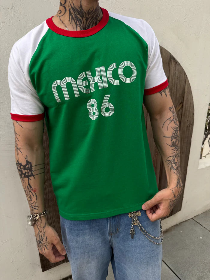 MEXICO VINTAGE CROPPED RINGER TEE