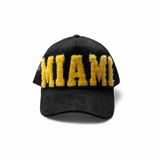 MIAMI - Black Suade Trucker Cap