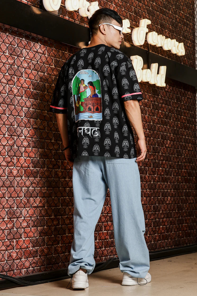 Panghat Oversized Black TEE