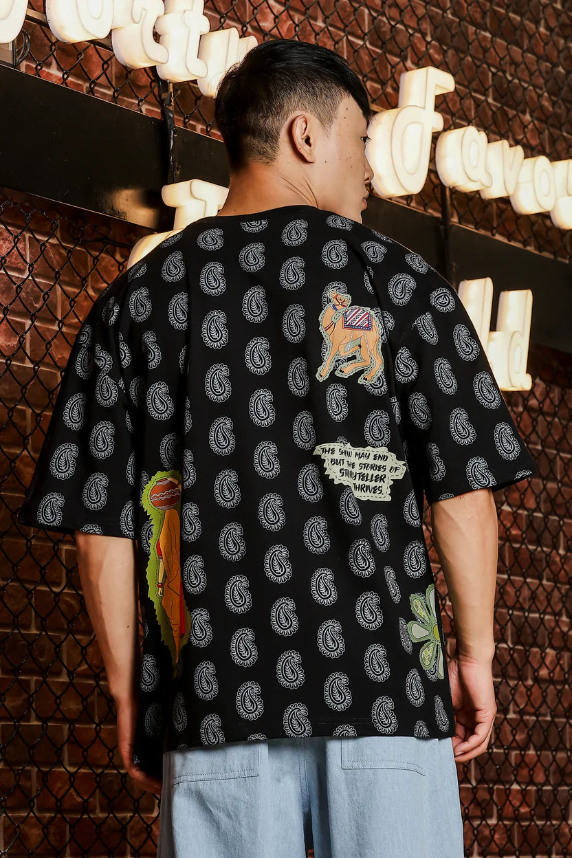 Heritage Village Oversized Black TEE