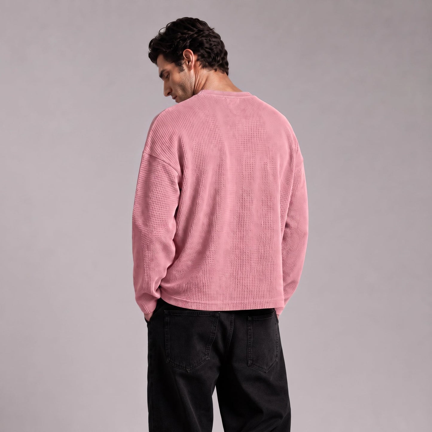 Pink Waffle Henley