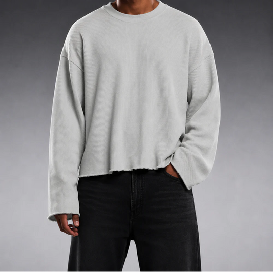 GLACIER GREY ESSENTIAL WAFFLE TEE